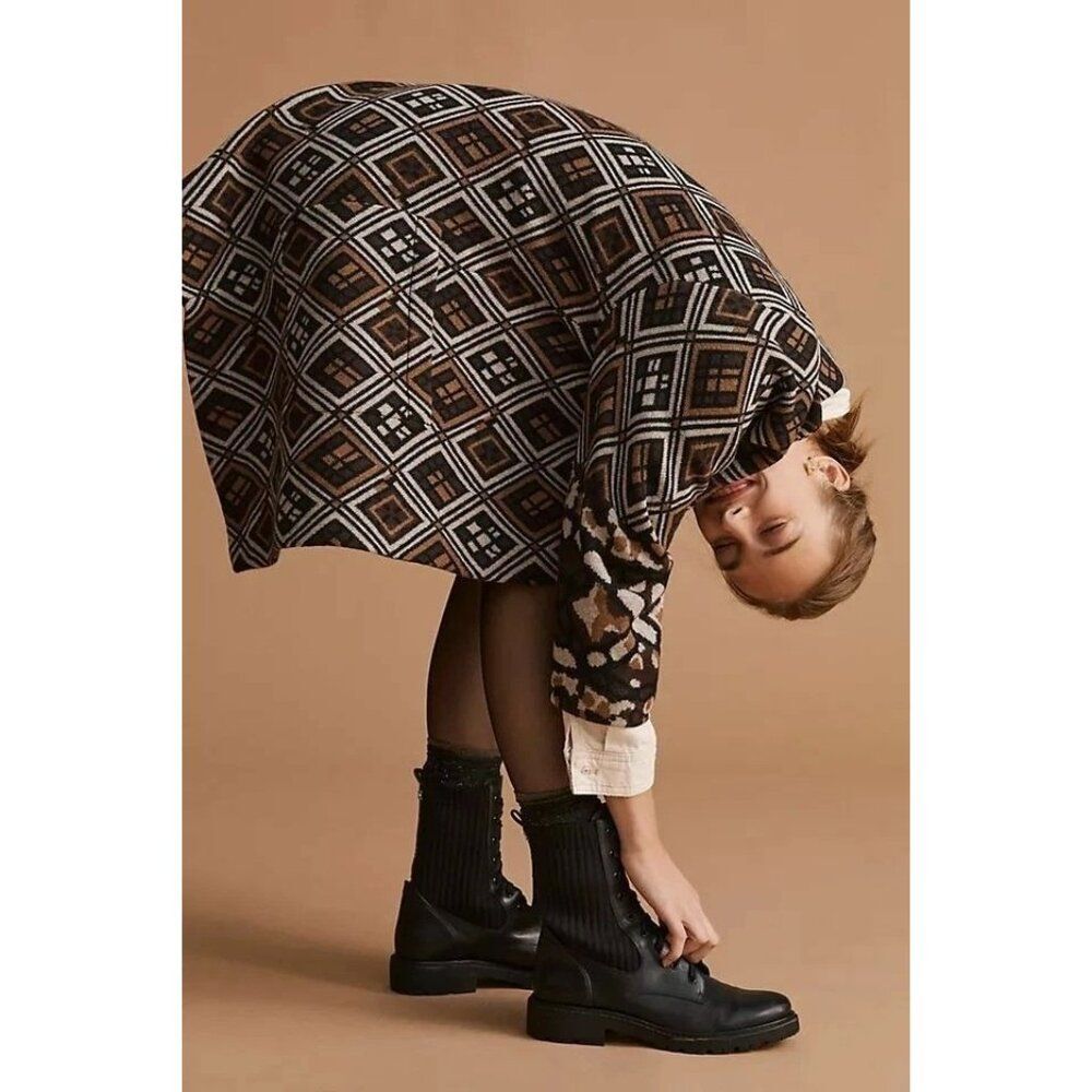 Anthropologie Field Flower Geo Wool Sweater Coat Size Small NEW - Picture 6 of 12